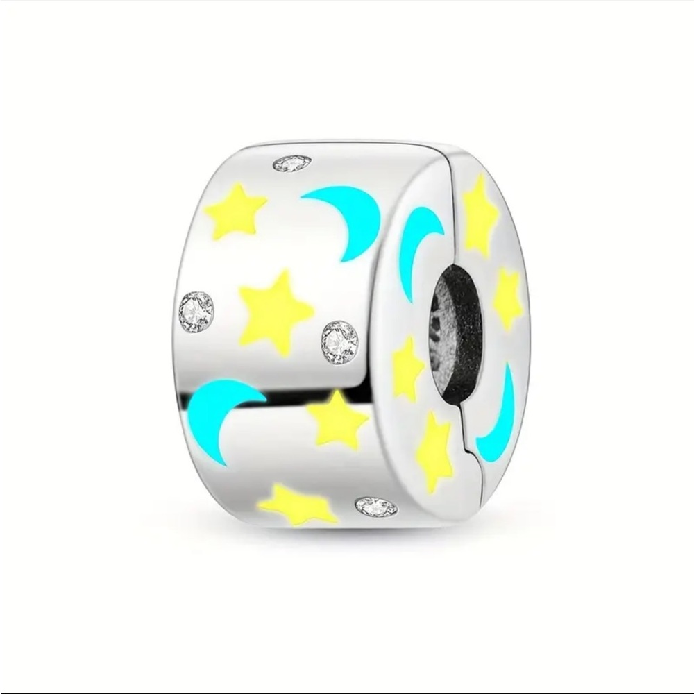 🌙Celestial Glow In The Dark Moon & Stars Pandora Bracelet Charm-Fits Most Others